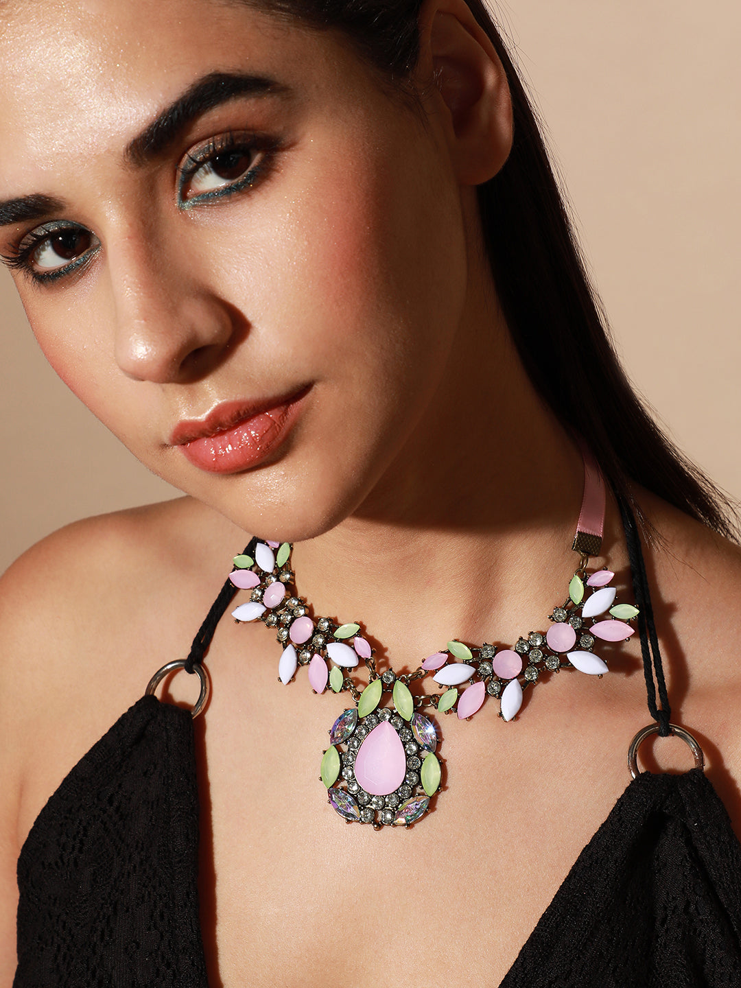 Gold Plated Designer Stone Party Necklace