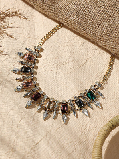 Gold Plated Designer Stone Party Necklace