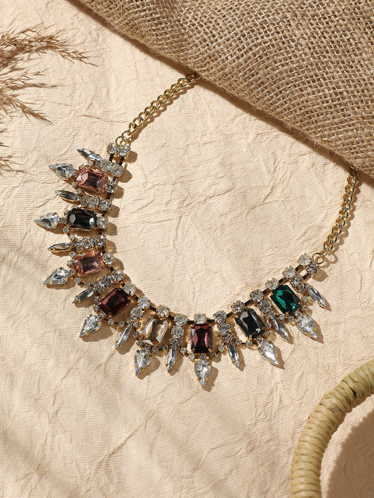 Gold Plated Designer Stone Party Necklace