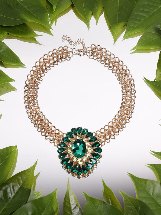 Gold Plated Designer Stone Party Necklace