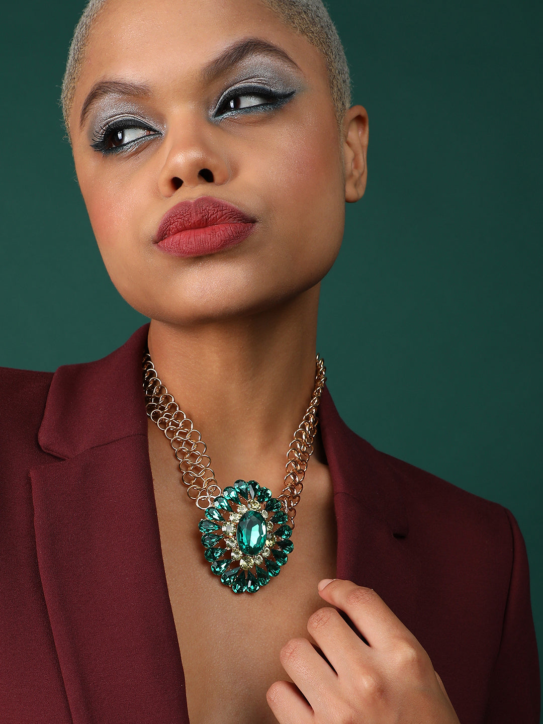 Gold Plated Designer Stone Party Necklace
