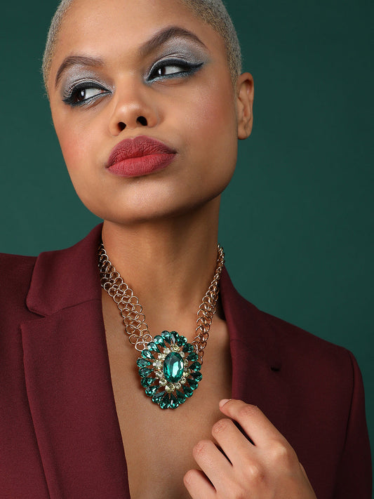 Gold Plated Designer Stone Party Necklace