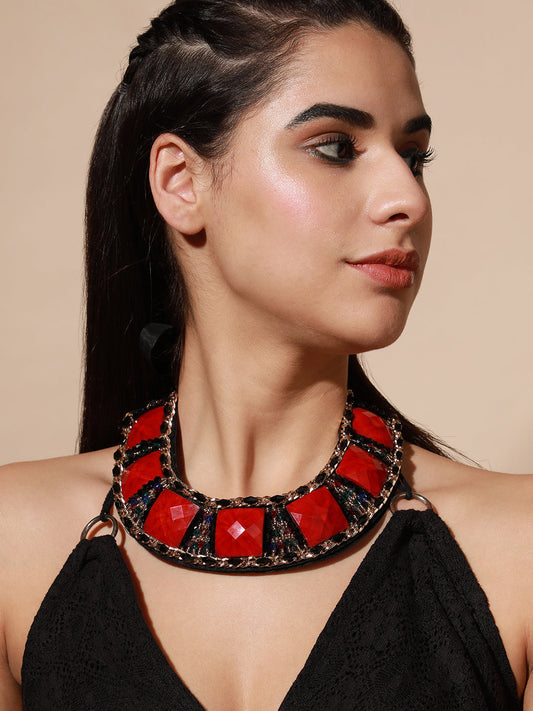 Silver Plated Designer Stone Party Necklace