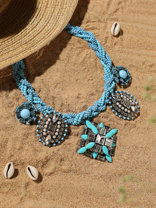 Silver Plated Designer Stone Party Necklace