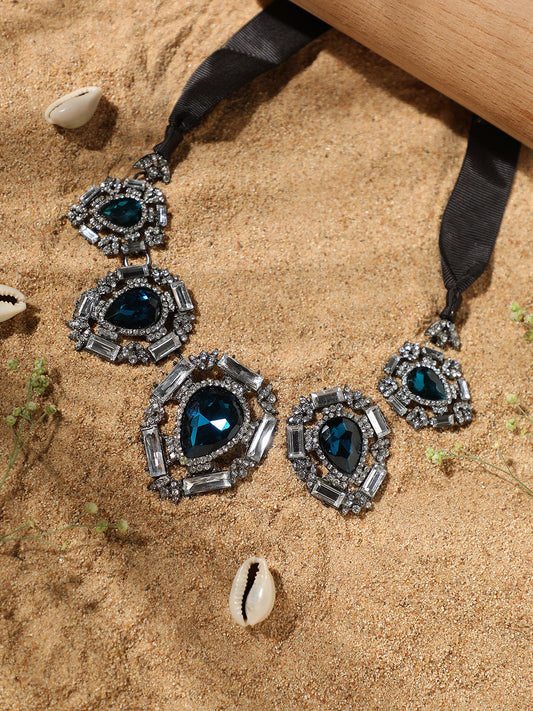 Silver Plated Designer Stone Party Necklace