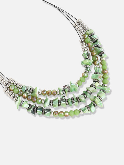 Silver Plated Designer Stone Casual Necklace and Earring Set