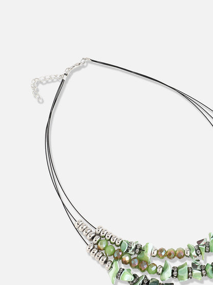 Silver Plated Designer Stone Casual Necklace and Earring Set