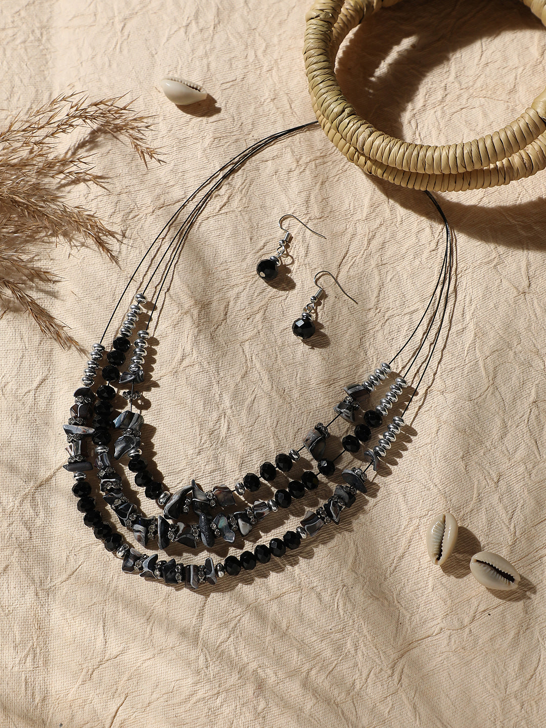 Silver Plated Designer Stone Casual Necklace and Earring Set