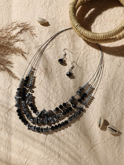 Silver Plated Designer Stone Casual Necklace and Earring Set