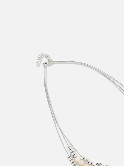 Silver Plated Designer Stone Casual Necklace and Earring Set
