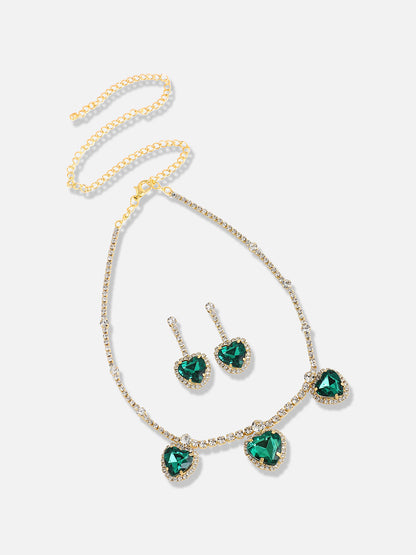 Gold Plated Designer Stone Casual Necklace and Earring Set