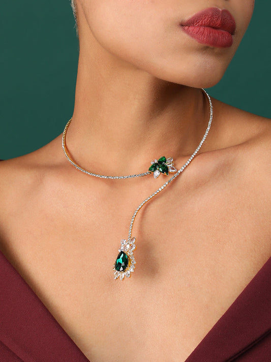 Silver Plated Designer Stone Party Necklace