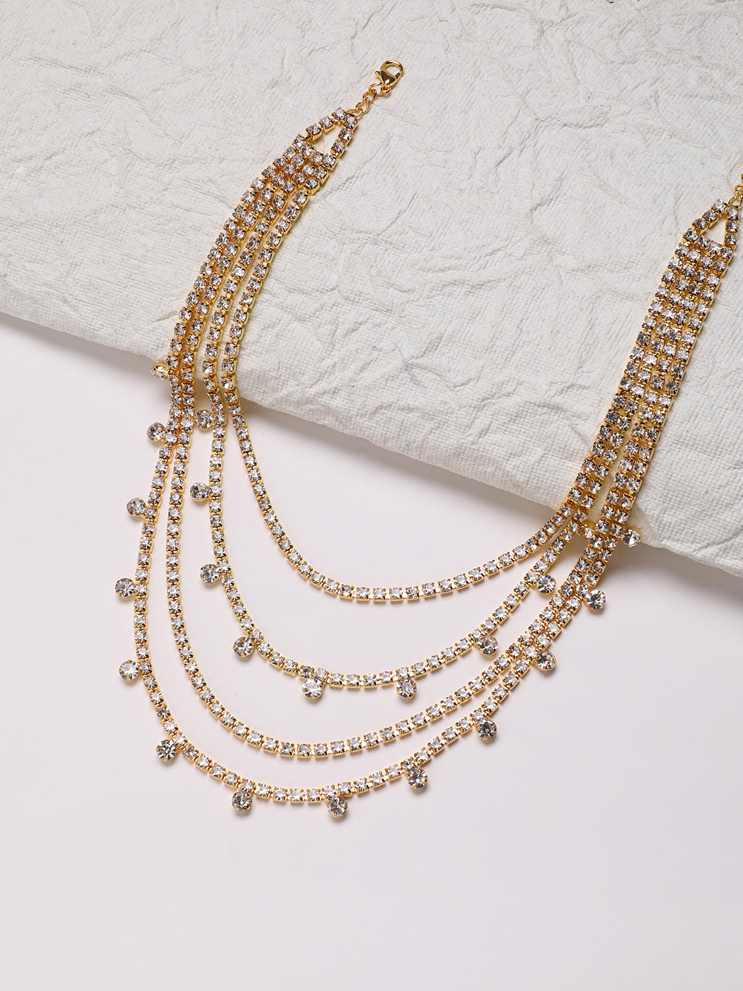 Artificial Stones Gold Plated Layered Necklace