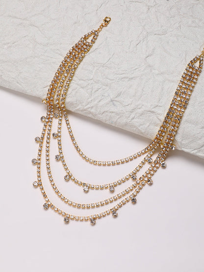 Artificial Stones Gold Plated Layered Necklace