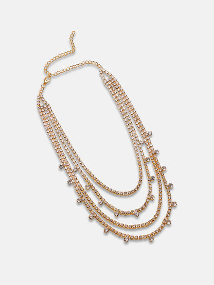 Artificial Stones Gold Plated Layered Necklace