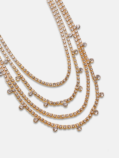 Artificial Stones Gold Plated Layered Necklace