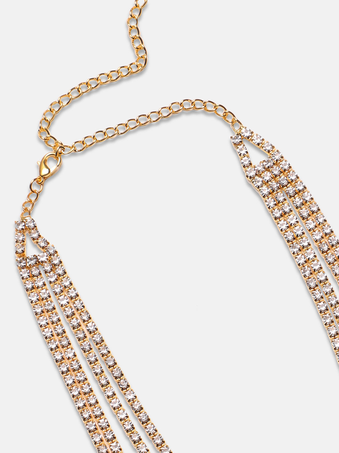 Artificial Stones Gold Plated Layered Necklace