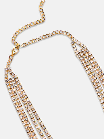 Artificial Stones Gold Plated Layered Necklace