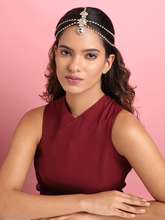 Gold-Plated Stone Studded Matha Patti Head Jewellery