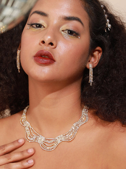 Silver Plated Designer Party Necklace and Earring Set
