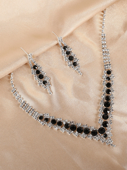 Silver Plated Designer Party Necklace and Earring Set