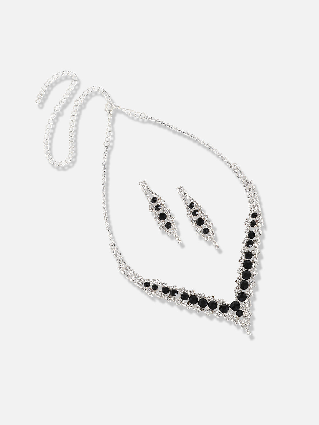 Silver Plated Designer Party Necklace and Earring Set