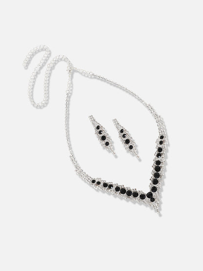 Silver Plated Designer Party Necklace and Earring Set