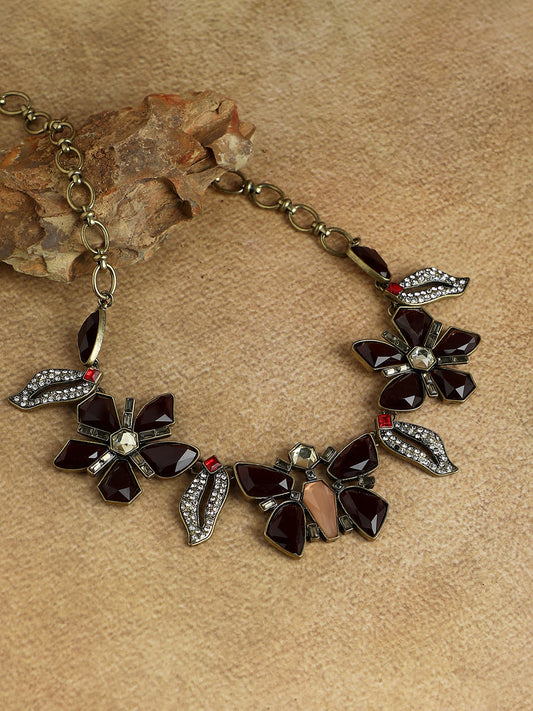 Gold-Plated Stones Studded Butterfly Necklace