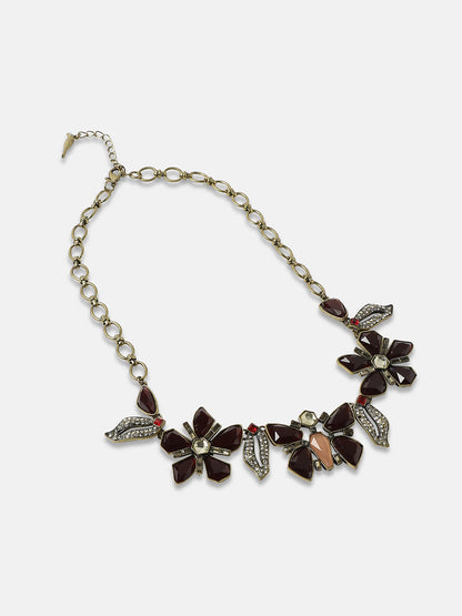 Gold-Plated Stones Studded Butterfly Necklace