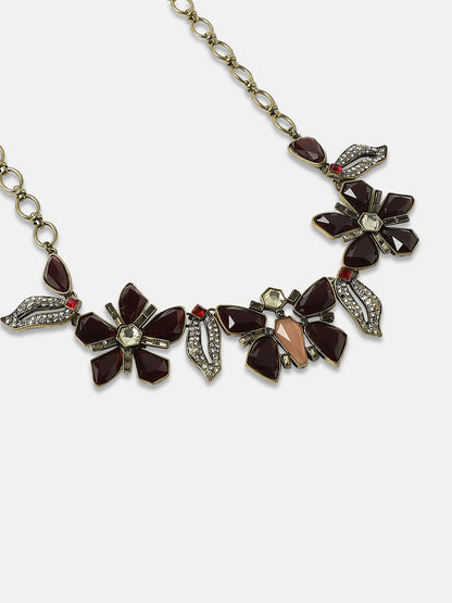Gold-Plated Stones Studded Butterfly Necklace