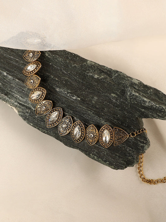 Gold-Plated Stones Studded Choker Necklace