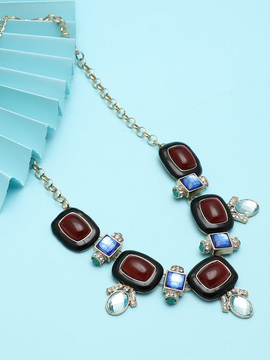Silver Plated Designer Stone Necklace