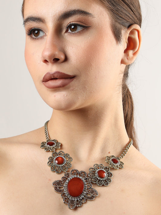 Gold Plated Designer Stone Necklace