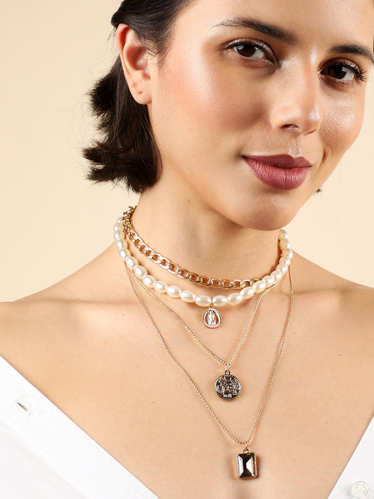 MULTI LAYERED GOLD PLATED NECKLACE