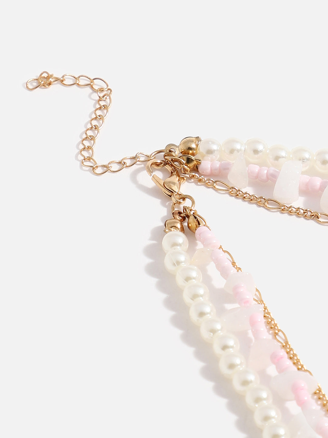 MULTI LAYERED WHITE BEADED NECKLACE