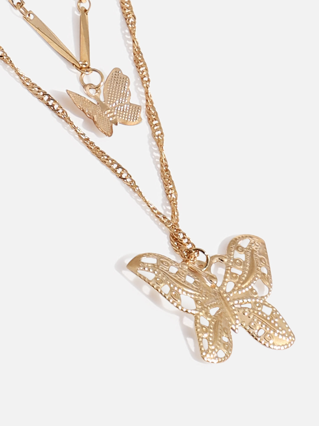 WOMEN GOLD PLATED BUTTERFLY LAYERED NECKLACE