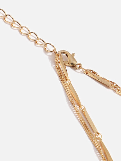 WOMEN GOLD PLATED BUTTERFLY LAYERED NECKLACE