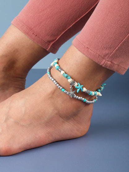 WOMEN BEADED SET OF 2 ANKLET CUM BRACELET