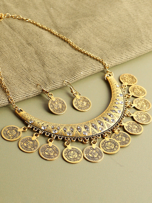 GOLD COINS DETAILING JEWELLERY SET