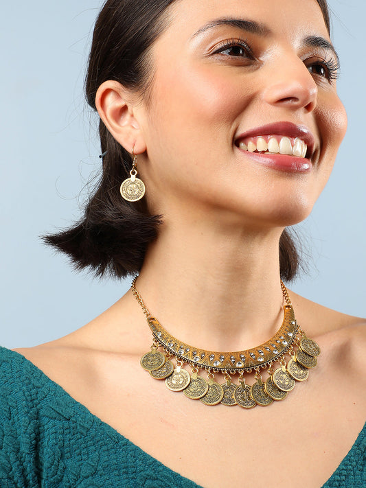 GOLD COINS DETAILING JEWELLERY SET