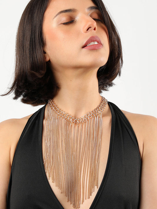 GOLD PLATED CONTEMPORARY LONG NECKLACE
