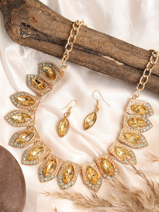 Gold Plated Stone Studded Jewellery Set