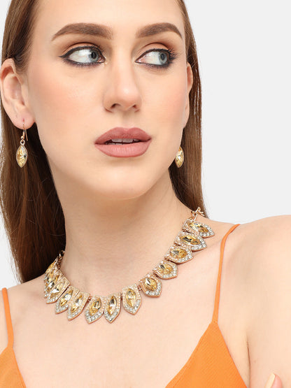 Gold Plated Stone Studded Jewellery Set