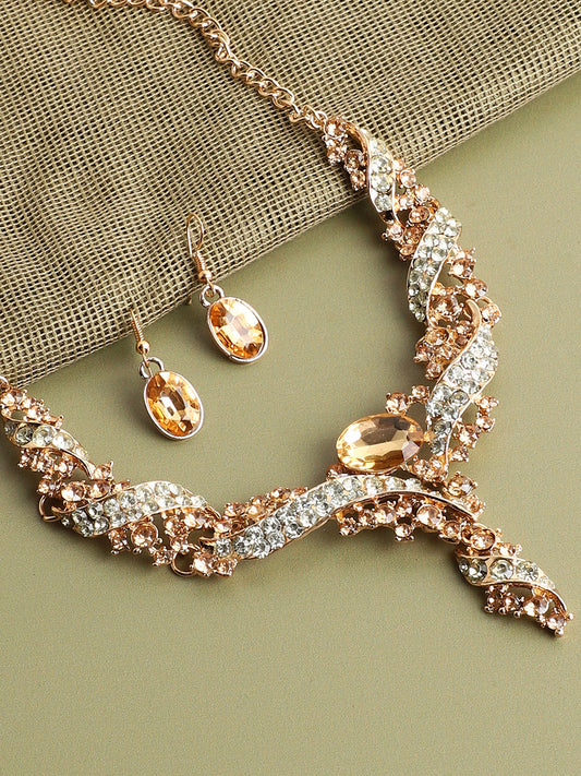 GOLD PLATED RHINESTONES JEWELLERY SET