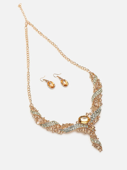 GOLD PLATED RHINESTONES JEWELLERY SET