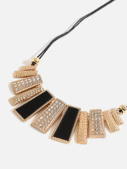 GOLD PLATED BLACK DETAILING STATEMENT NECKLACE