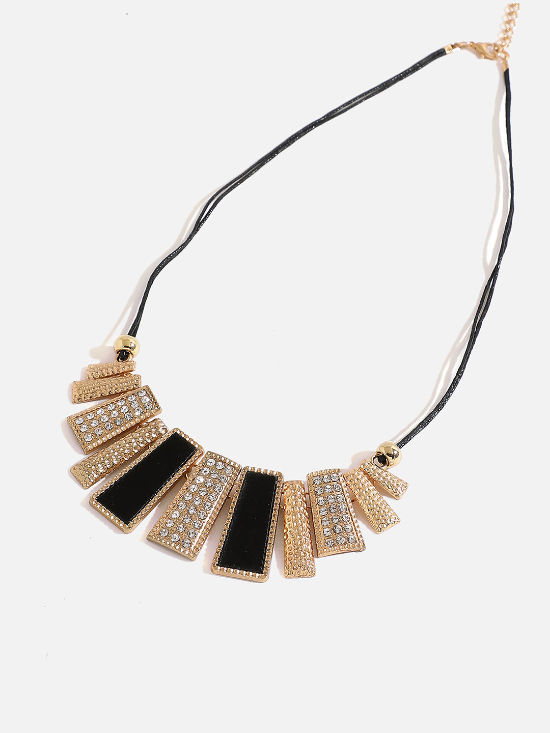 GOLD PLATED BLACK DETAILING STATEMENT NECKLACE