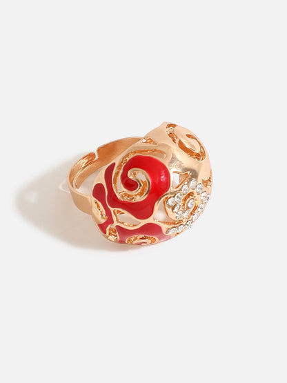RED ENAMEL GOLD PLATED JEWELLERY SET