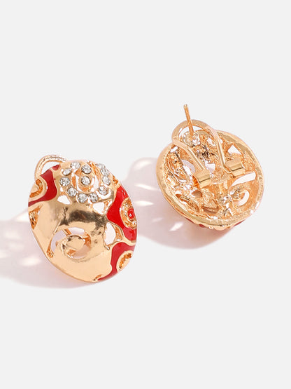 RED ENAMEL GOLD PLATED JEWELLERY SET