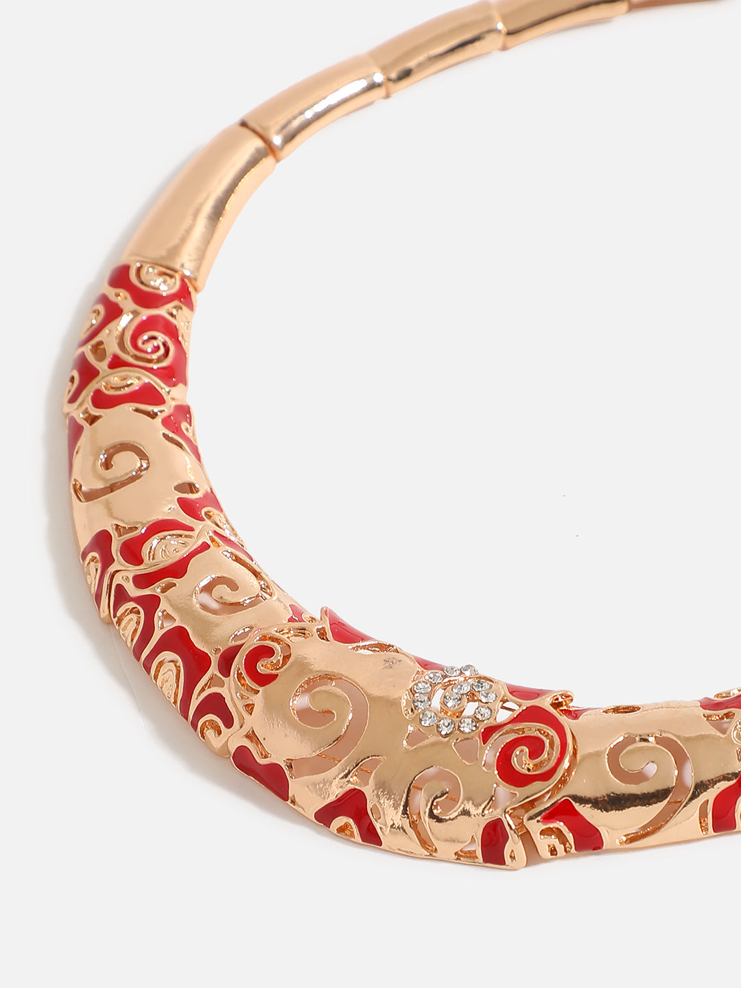 RED ENAMEL GOLD PLATED JEWELLERY SET